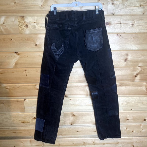 Men's Leather Custom Made Upcycled Rocker Band Outfit - Picture 5 of 15